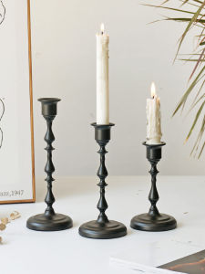 European Style Black Metal Candle Holder Home Decor Aromatherapy Candle Stand Romantic Candlelight Dinner Decoration Base