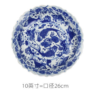 จานเซรามิกลายดอกไม้จิ๋วขนาดใหญ่สำหรับใช้ในบ้าน จานอาหาร จานปลาหัวพริกเผ็ด จานเนื้อไก่ขนาดใหญ่ จานเซรามิกสีเขียว 16 นิ้ว 14 นิ้ว