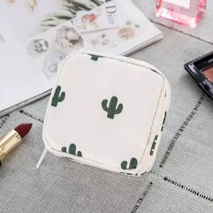 Fashion Print Lipstick Cosmetic Bag Sanitary Napkin Storage Small Bag Portable Change Organizing Folders Earphone Key Sundry Bag
