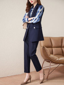 ชุดสูทฤดูใบไม้ร่วงสำหรับผู้หญิงไซส์ใหญ่ ชุดแฟชั่น 3 ชิ้น เสื้อกั๊ก เสื้อเชิ้ต กางเกงขายาว แขนยาว สไตล์เกาหลี ทรงหลวม
