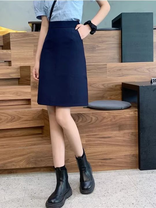 Slimming plus Size A-Line Mini Skirt in Royal Blue with Pockets - Main Image