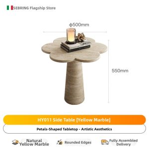 Creative Natural Yellow Travertine Sofa Side Table