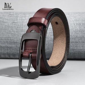 LouisWill เข็มขัดเข็มขัดผู้หญิงแฟชั่นย้อนยุคหรูหราเข็มขัดหนังวัวเข็มขัดหนังที่ปรับได้สำหรับเด็กผู้หญิงชุดเดรสสายรัดเอวสายรัดยาวหัวเข็มขัดโลหะผสมเข็มขัดลำลองมีกระดุมตัวอักษร
