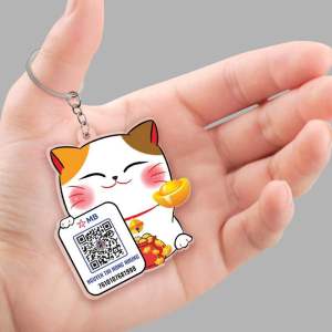 Móc Khóa Qr Hình Mèo Thần Tài Chất Liệu Mica Bền Đẹp móc khóa xe máy dễ thương