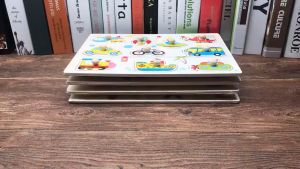 Đồ chơi bảng núm gỗ loại 22x30 cm chọn chủ đề bảng ghép hình và chữ cho bé làm quen với thế giới xung quanh