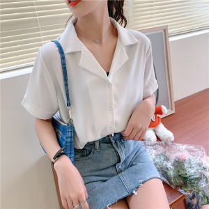 Plus Size Oversized Girls Top Western Style Shirt New Summer New Arrival K-style Loose Temperament Easiest for Match Short Sleeve Chiffon Shirt for Women