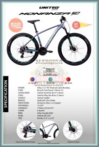 Sepeda Gunung MTB 275 Inch United Monanza 5.0 Alloy 3x8 Speed Hidrolik Disc Brake Remaja Dewasa Promo Bonus Murah Terlaris