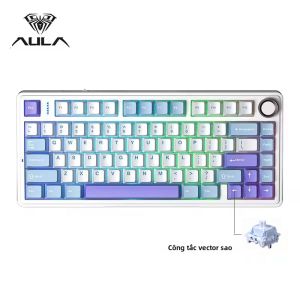 AULA | Bàn Phím Cơ Không Dây AULA F75 Bố Cục 75% Bluetooth 5.0 & Kết Nối Có Dây Hot-swappable Keycap PBT RGB Dành Cho Chơi Game