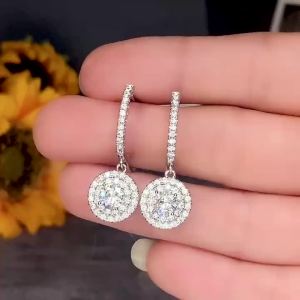 Huitan New Wedding Trend Eternity Earrings for Women Full Bling Cubic Zirconia Simple Elegant Ladys Accessories Classic Jewelry