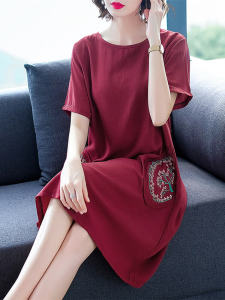 Váy Dài Thường Ngày Mùa Hè Cho Phụ Nữ Cỡ Lớn Dáng Chữ a Họa Tiết Hoa Cổ Tròn Váy Midi Thanh Lịch Cho Mẹ Giảm Tuổi