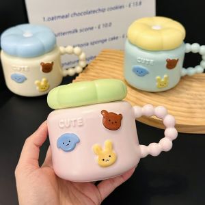 Cute Ceramic Mug with Lid and Spoon