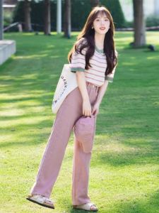 Trendy Brand New Loose Straight Leg Jeans Women Summer Slimming Wide Leg Pants Long High Waist Casual Style Pure Color