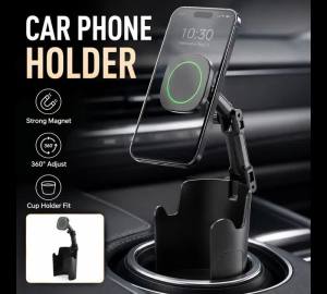 Magnetic Car Phone Mount Cup Holder Strong Magnet 360° Adjustable Auto Cell Phone Stand Universal Drink Base