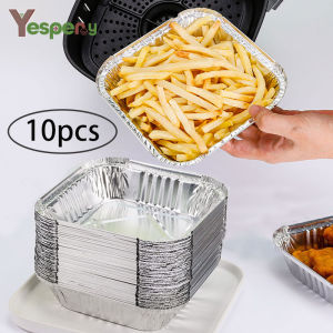 YESPERY 10PCS Air Fryer Disposable Liner Square Oil-proof Aluminum Foil Tray Non-Stick Baking Mat BBQ Pan Kitchen Accessories