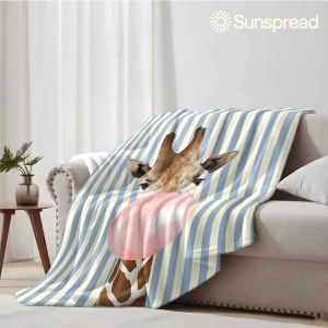 Beast Kingdom | Giraffe Bubble Gum Soft Warm Flannel Blanket Lightweight Cozy Christmas Halloween Home Decor Room