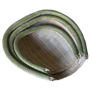 Handwoven Bamboo Basket Green Skin Open Mouthed Rice Winnowing Basket Farmhouse Restaurant Kitchenware Storage Basket