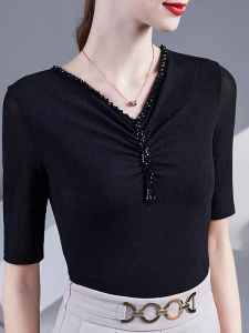 Áo Khiêu Vũ Latin Thời Trang Cổ Chữ V Lưới Khiêu Vũ Samba Khiêu Vũ Dân Gian Khiêu Vũ Ba Lê Thể Dục Mùa Hè Cho Nữ