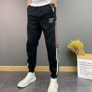 Mens Sporty Casual Pants Autumn Winter New Style Trendy All-Match Slim Fit Harlan Pants Striped Color Block Casual Harlan Pants