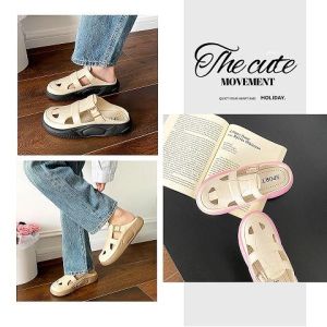 DMshoes พร้อมส่ง โกดังไทย รองเท้าแตะลำลอง ยิ่งมองก็ยิ่งชอบ รุ่นใหม่ ทรงสวย เก๋ แบบสวมหัวปิด เปิดส้น ดีเทลด้านหน้าแบบลายสาน วัสดุยางทั้งคู่ กันน้ำ 100% กดเลยยย