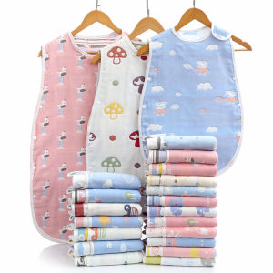 Pure Cotton Six-Layer Muslin Baby Sleeping Bag Vest Thin Air-Conditioned Room Anti-Kick Spring Summer Lightweight Children