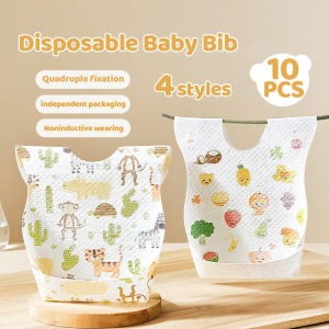 10PCS Individual Packing Disposable Baby Bib Travel Waterproof Bib Lapik Makan Baby Eating Bibs Feeding Apron Disposable Mat一次性围兜