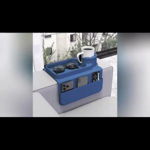 Couch Cup Holder Tray Silicone Anti-Slip Sofa Armrest Tray with Side Pockets Couch Arm Tray for Cup Phone Tablet
