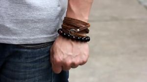 Kirykle Vintage Bohemian Style Jewelery Multilayer Wrap Genuine Leather Bracelet For Men And Women Embossing Letter Bracelets