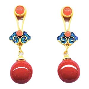 Lucky Auspicious Traditional Chinese Earrings Red