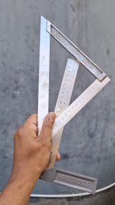 Paket 2 Pcs Alat Ukur Penggaris Siku L Sudut L 30cm Stainless Besi Tebal Segitiga Speed Square 20cm
