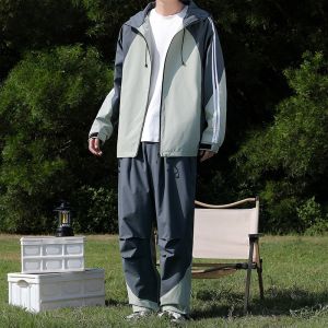 ROMON | Romon Mens Casual Sports Jacket Set Outdoor Windproof Waterproof Spring Climbing Two-Piece Suit Polyester Fiber Long Sleeve