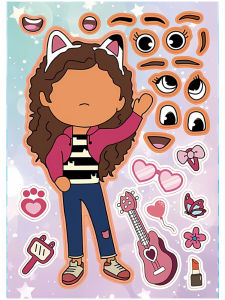 Gabbys Dollhouse DIY Cartoon Puzzle Stickers Waterproof Decal Faces Childrens Crafts Decorative Paper Supplies