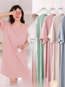 Summer Thin Dress Maternity Sleepwear Home Clothes Short Sleeve round Neck Overhead Pregnancy Gown Comfortable Breathable