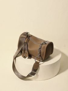 Trendy British Style Womens Bag Underarm Wide Strap Top Layer Cowhide Leather Single Shoulder Slant Cross Casual Leisure