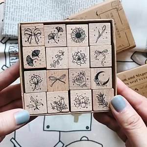 DIY Stamping Art Bowknot Petal Leaf Wood Stamps for Scrapbooking Card Making Planner Decor Journal Hobby Craft Supplies