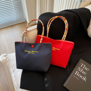 Ladies Elegant Printed Letter Canvas Handbag Fashionable Simple Small Square Bag Soft Shoulder Bag for Commuting And Daily Use