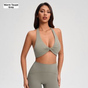 Deep V Neck Twisted Design Sports Bra Chest Pad