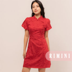 RIMINI - Gaun Wanita Cheongsam Midi Belengan Pendek Size XS-XL - Beiye Dress 5338