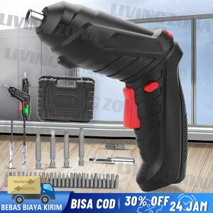 1 FULL PAKET 30PCS 46PCS 48PCS SET - Mesin Bor Listrik / Baterai Cas Tanpa Kabel Mini Portabel 3.6V Mesin Obeng Listrik Besi Kayu Bor Baterai Tangan Nirkabel Bor Bit Cordless Screwdriver Drill Set With Led Light Lampu