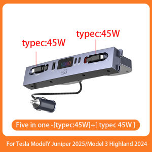 For Tesla New Model Y 2025 Launch Juniper Central Control Fast Charging TPYE-C USB HUB Model 3 Highland 2024 65W Expansion Dock