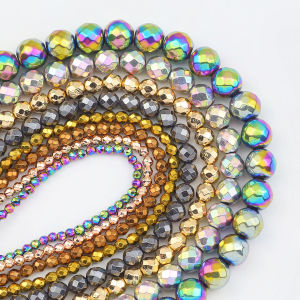 ลูกปัดหินเฮมาไทต์ธรรมชาติทรงกลมชุบทองคำขาว ขนาด 15 นิ้ว 2/3/4/6/8/10 มม. สำหรับทำเครื่องประดับ DIY สร้อยข้อมือ