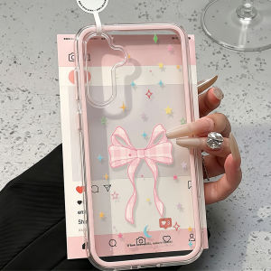 Clear 2in1 Pink Bow Case For Samsung A57 5G Funda Galaxy A56 A55 5G S26 Ultra A37 A36 A35 A17 A53 A54 A34 S25 S23 S22 S24 Plus