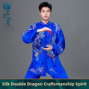 Silk Embroidered Dragon Performance Tai Chi Suit for Men