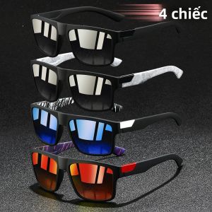 4 Vintage Vuông Kính Mát UV400 Chống Chói Retro Kính Mắt Nam Cao Cấp Thương Hiệu Thiết Kế Câu Cá Lái Xe Kính Chống Nắng Thời Trang