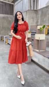 Dress Amelia Ukuran BB75: Gaya Korea Kualitas Tinggi