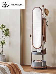 FALANSIJIA | Retro Portable Wardrobe Hanger with Full Length Mirror and Shelf