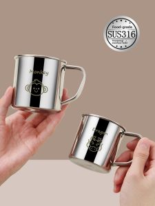 Thickened 316 Stainless Steel Childrens Water Cup for Kindergarten And Home Use Baby Milk Cup Small Drinking Cup with Handle