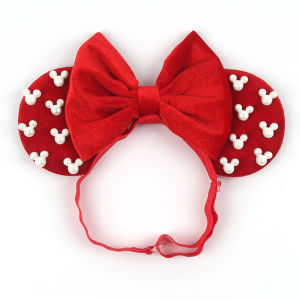 Cute Adjustable Mouse Ears Headband Disney Women 5"Velvet Bow Hairband Girls Festival Party Cartoon DIY Hair Accessories Gift