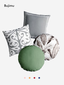 หมอนกอดสไตล์อเมริกันหมอนอิงหรูหราเบาๆทรงเรขาคณิตแบบนามธรรมหมอนพิงสีล้วนทันสมัยเรียบง่ายหมอนรองหลังหัวเตียงหมอนกลมหมอนรองเอว