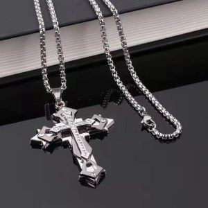 High Quality Cross Titanium Steel Non Fading NecklaceDomineering and Trendy Mens hip-hop Pendant ChainNew Handsome Men Women