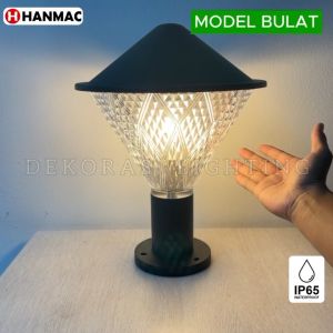 Lampu taman pilar pagar hias tinggi 35cm acrylic textur mewah outdoor IP65 waterproof